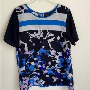 Worthington Floral and Color Block Blouse